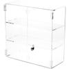 Plymor Clear Acrylic Rectangular Locking Display Case, 2 Shelves, 16.5" H x 16.25" W x 7" D view 1