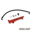 AMS EVO X CNC machined Aluminum Fuel Rail with Pulsation Dampener - Red view 1