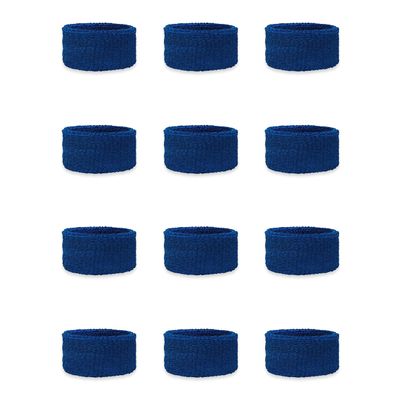 Couver Kids Children 1 Inch - Blue Cotton Terry Cloth Wristband for School, Church, YMCA Activities or evens(6 Pair)