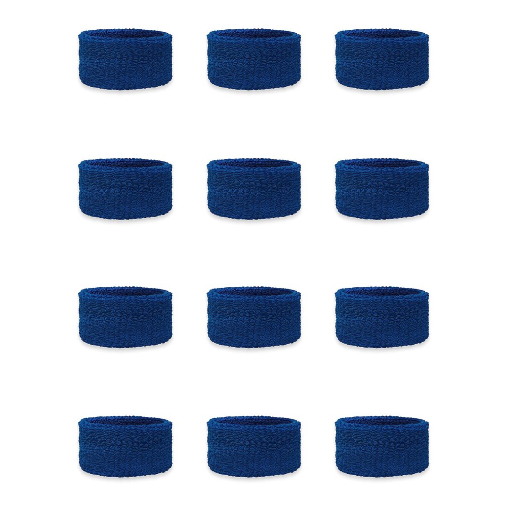 Couver Kids Children 1 Inch - Blue Cotton Terry Cloth Wristband for School, Church, YMCA Activities or evens(6 Pair)