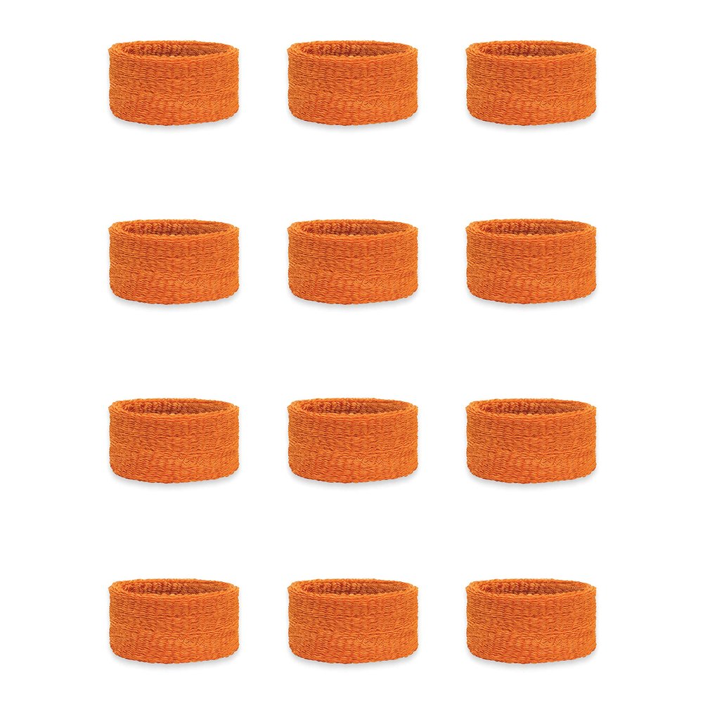 Couver Kids Children 1 Inch - Orange Cotton Terry Cloth Wristband for School, Church, YMCA Activities or evens(6 Pairs)