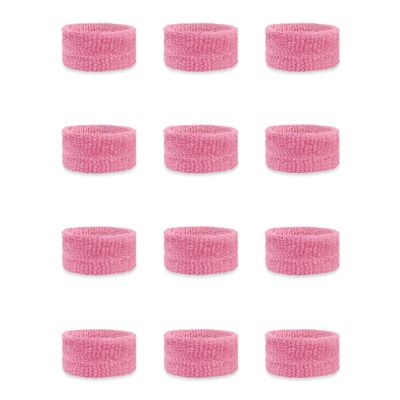 Couver Kids Children 1 Inch - Light Pink Cotton Terry Cloth Wristband for School, Church, YMCA Activities or evens(6 Pairs)