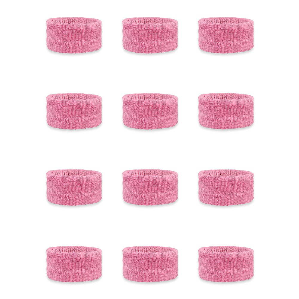 Couver Kids Children 1 Inch - Light Pink Cotton Terry Cloth Wristband for School, Church, YMCA Activities or evens(6 Pairs)