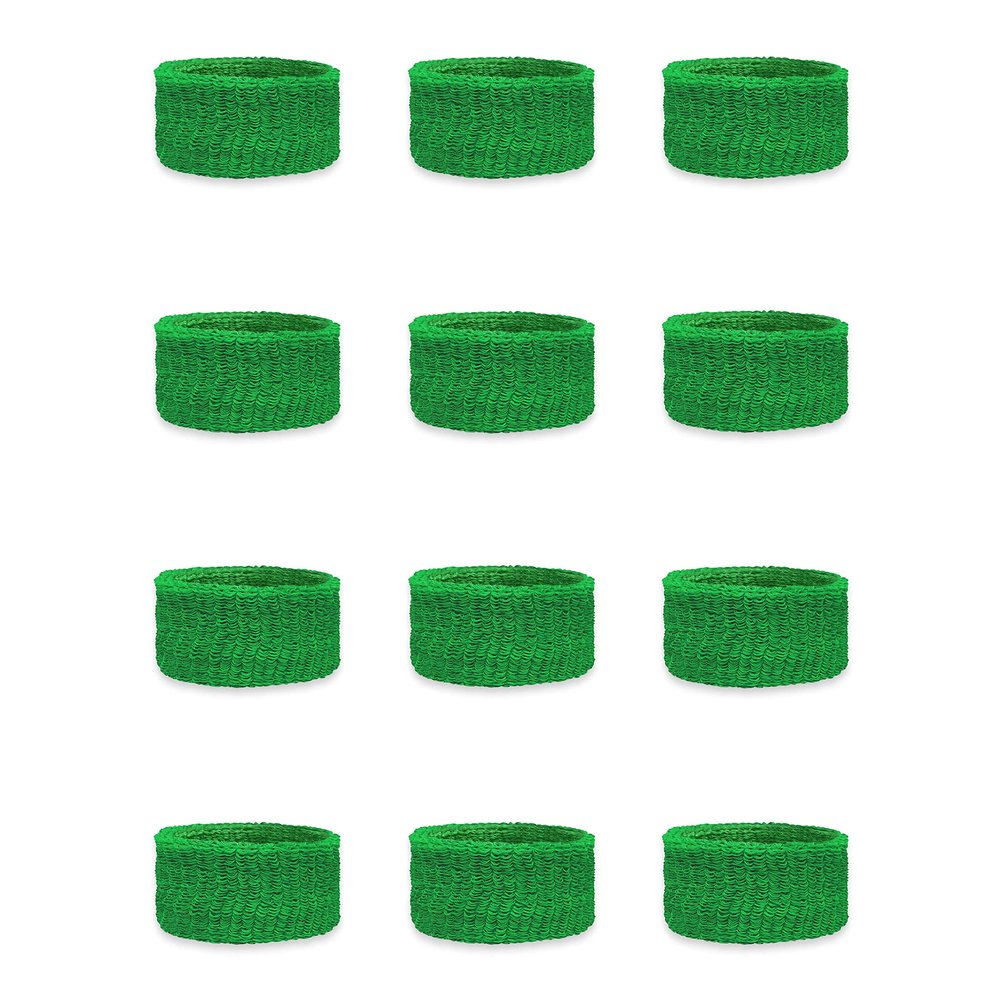Couver Kids Children 1 Inch - Bright Green Cotton Terry Cloth Wristband for School, Church, YMCA Activities or evens(6 Pairs)