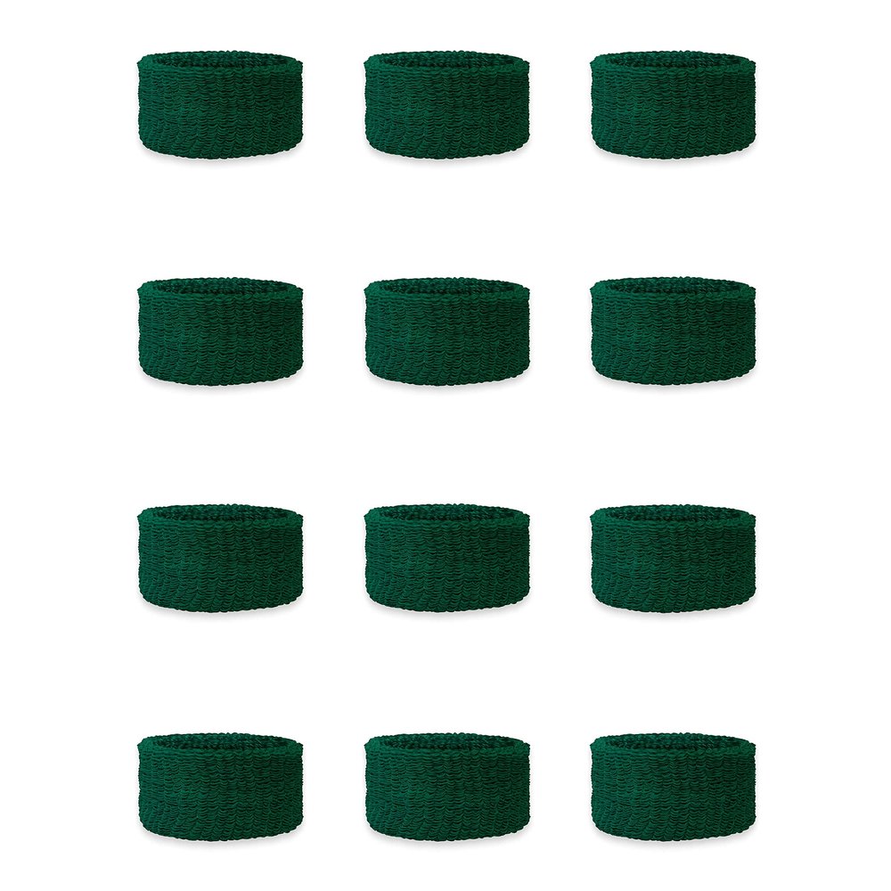 Couver Kids Children 1 Inch - Dark Green Cotton Terry Cloth Wristband for School, Church, YMCA Activities or evens(6 Pairs)