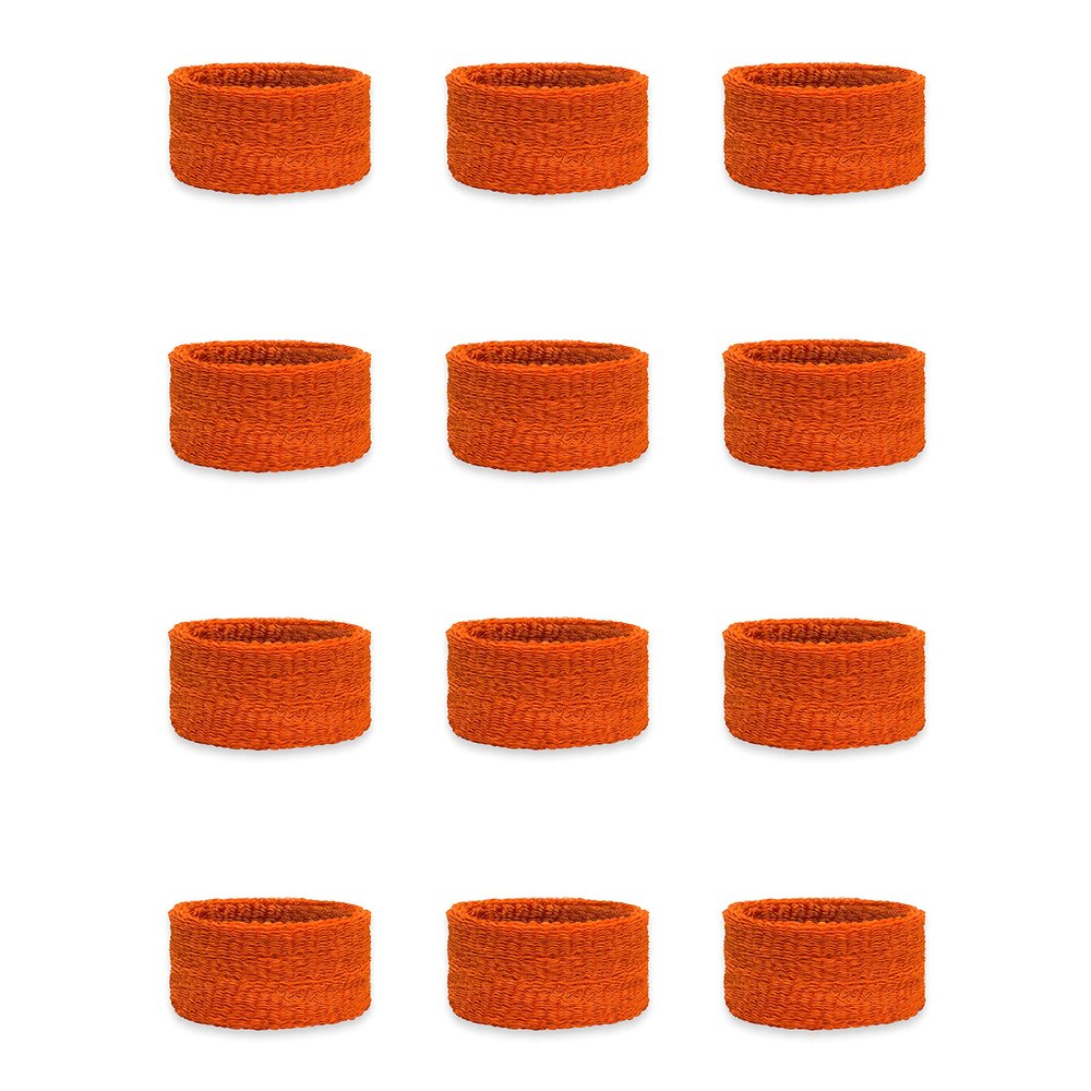 Couver Kids Children 1 Inch - Dark Orange Cotton Terry Cloth Wristband for School, Church, YMCA Activities or evens(6 Pairs)
