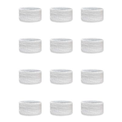 Couver Kids Children 1 Inch - White Cotton Terry Cloth Wristband for School, Church, YMCA Activities or evens(6 Pairs)