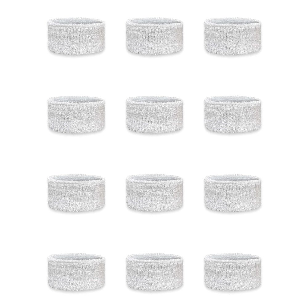 Couver Kids Children 1 Inch - White Cotton Terry Cloth Wristband for School, Church, YMCA Activities or evens(6 Pairs)