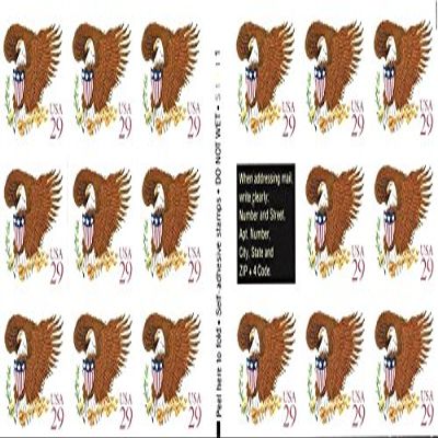 1992 Eagle & Shield With Red USA 29 - Pane of 17 x 29 Cent Stamps Stamps Scott 2597a