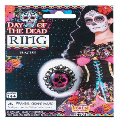 Ladies Day of The Dead Ring Halloween Fancy Dress Accessory