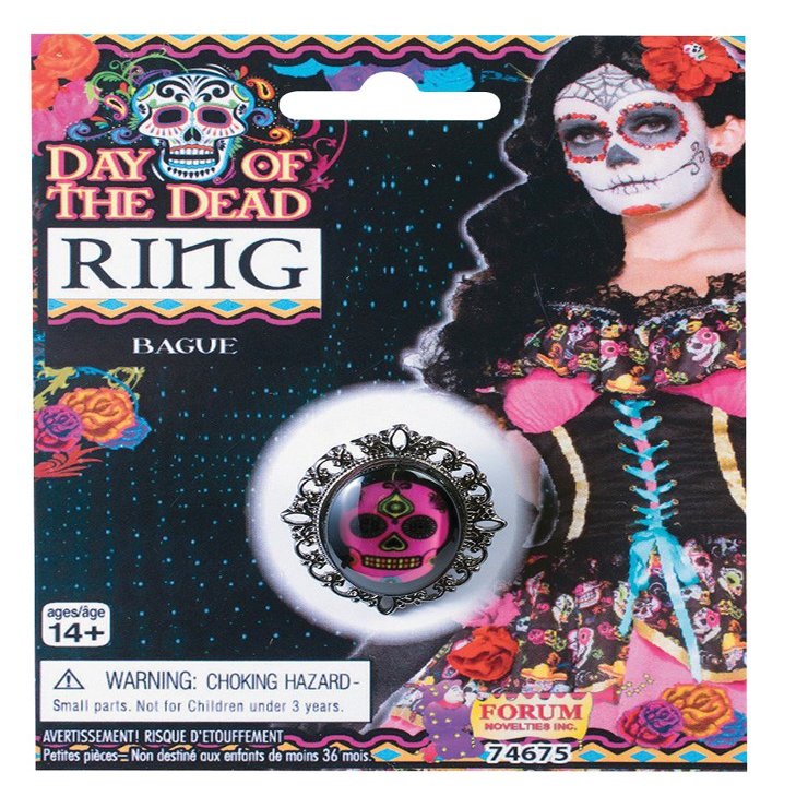 Ladies Day of The Dead Ring Halloween Fancy Dress Accessory
