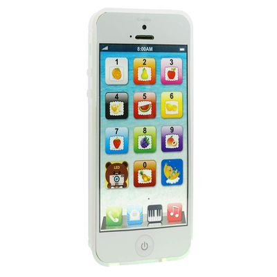 Cooplay White Smart Phone Toy Music Lullaby YPhone Song Touch Screen USB Recharable Cell Phone Learning English Mobile for Toddler Child Christmas