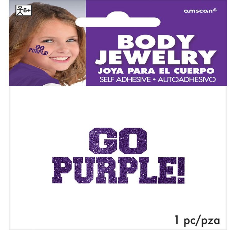 Sparkling Go Purple Glitter Body Jewelry (5" x 3.5") Pack of 1 - Ideal for Festivals and Parties