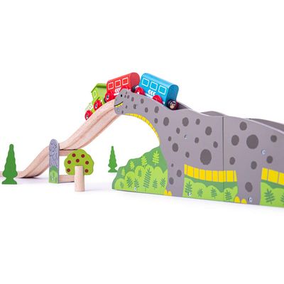 Bigjigs Rail Bronto Riser | Toddler Dinosaur Toy | Accessory for Wooden Train Track Set | Children's Model Railway Gift for Boys & Girls | Kids Educational Tool Suitable from Age 3+
