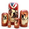 BuyRussianGifts English Bulldog Nesting Dolls Handcrafted 5-Piece Matryoshka Dog Set 7 inch Tall view 1