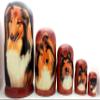 Collie Dog Nesting Dolls Russian Hand Carved Hand Painted 5 Piece Matryoshka Dog Set / 7" H view 2