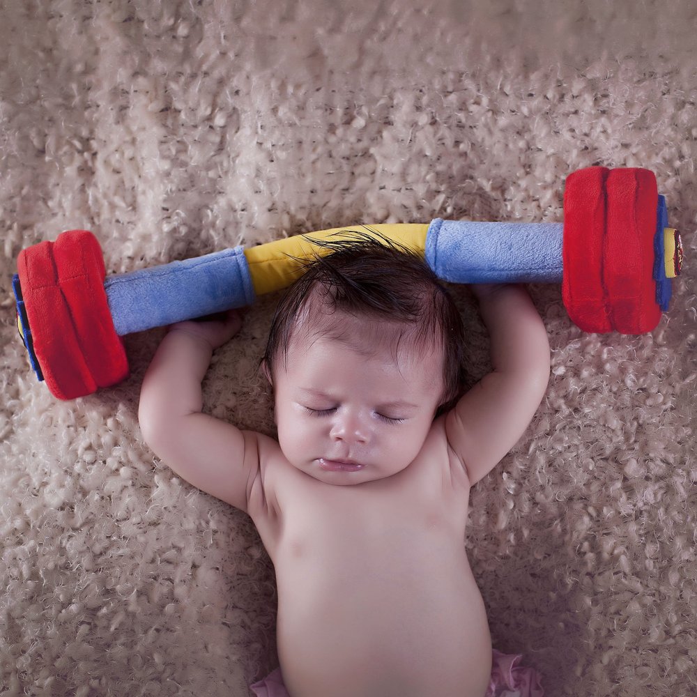 WOD Toys Baby Barbell Plush with Rattle & Sensory Sounds - Safe, Soft & Durable Workout, Exercise and Weightlifting Pretend Play Toys for Toddlers, Newborns, Infants and Babies Ages 0+