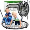 Tree Net Swing w Hanging Rope and Rings- Giant 40" Wide Two Person Indoor Outdoor Spider Web Swingset- Great for Backyard, Playground, Kids Playroom - Safe Durable, Ultimate Spring Gift for Girls Boys view 1