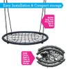 Tree Net Swing w Hanging Rope and Rings- Giant 40" Wide Two Person Indoor Outdoor Spider Web Swingset- Great for Backyard, Playground, Kids Playroom - Safe Durable, Ultimate Spring Gift for Girls Boys view 4