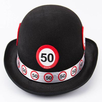 Traffic Sign 50th Black Bowler Hat