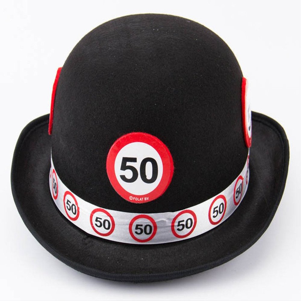 Traffic Sign 50th Black Bowler Hat