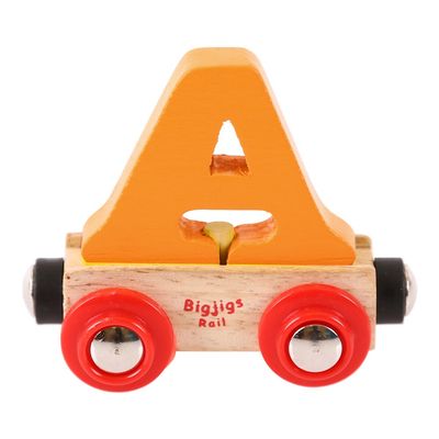Bigjigs Rail Rail Name Letter A (Orange) - Other Major Wooden Rail Brands are Compatible