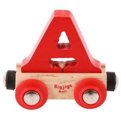Bigjigs Rail Rail Name Letter A (Red) - Other Major Wooden Rail Brands are Compatible