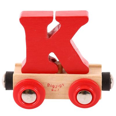 Bigjigs Rail Rail Name Letter K (Red) - Other Major Wooden Rail Brands are Compatible