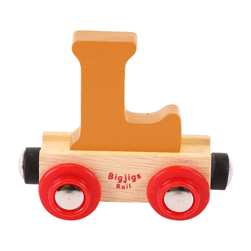 Bigjigs Rail Rail Name Letter L (Orange) - Other Major Wooden Rail Brands are Compatible