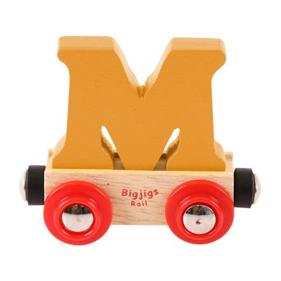Bigjigs Rail Rail Name Letter M (Orange) - Other Major Wooden Rail Brands are Compatible