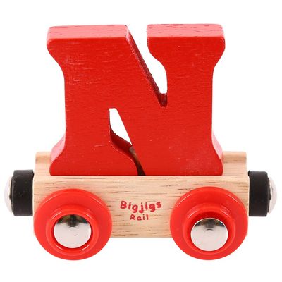 Bigjigs Rail Rail Name Letter N (Red) - Other Major Wooden Rail Brands are Compatible