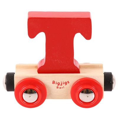 Bigjigs Rail Rail Name Letter T (Red) - Other Major Wooden Rail Brands are Compatible