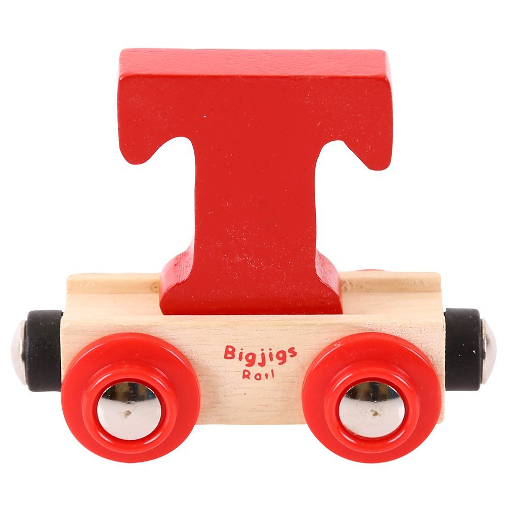 Bigjigs Rail Rail Name Letter T (Red) - Other Major Wooden Rail Brands are Compatible