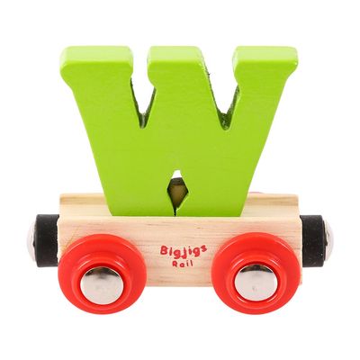 Bigjigs Rail Rail Name Letter W (Green) - Other Major Wooden Rail Brands are Compatible