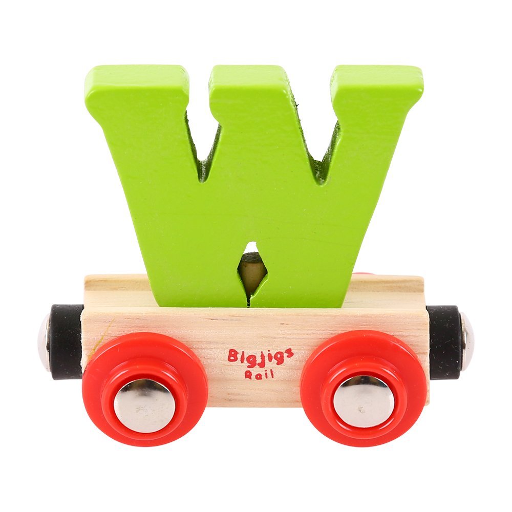 Bigjigs Rail Rail Name Letter W (Green) - Other Major Wooden Rail Brands are Compatible