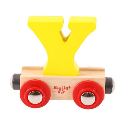 Bigjigs Rail Rail Name Letter Y (Yellow) - Other Major Wooden Rail Brands are Compatible