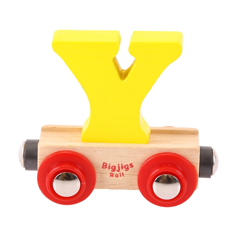 Bigjigs Rail Rail Name Letter Y (Yellow) - Other Major Wooden Rail Brands are Compatible