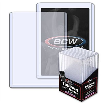 BCW 197 PT. Thick Card Topload Holder - Pack of 10 | Durable Rigid PVC Toploader | Toploaders for Memorabilia, Jersey, Patch, and Relic Cards | Ideal for Collectors and Hobbyists