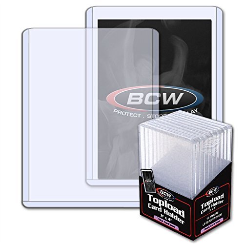 BCW 197 PT. Thick Card Topload Holder - Pack of 10 | Durable Rigid PVC Toploader | Toploaders for Memorabilia, Jersey, Patch, and Relic Cards | Ideal for Collectors and Hobbyists