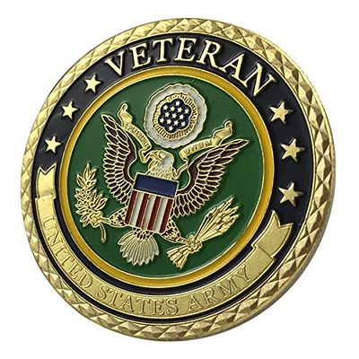 United States Army Emblem / Veteran with Flag-gp Challenge Coin 1101#