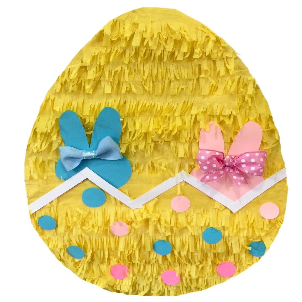 19" Yellow Bunny Theme Easter Egg Pinata Easter Gender Reveal Party Supplies Pink Blue Color He or She Boy or Girl Sunday Party Supplies