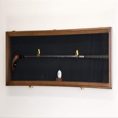 sfDisplay.com,LLC. 1 Golf Club Ball Putter Driver Iron Display Case Cabinet Rack w/98% UV (Walnut Finish, Black Background)