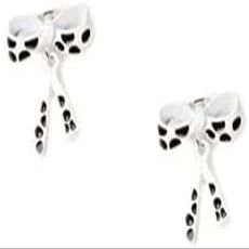 Claire's Front and Back Earrings, Black and White Polka Dot Bow