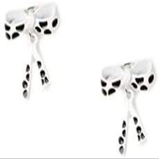 Claire's Front and Back Earrings, Black and White Polka Dot Bow