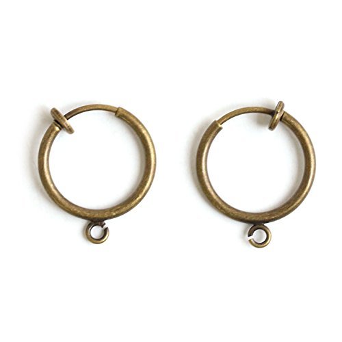 (Nippon Chuko) NBK 5 Pairs 15mm Hoop Earrings with Ring Antique Gold KE184-AG