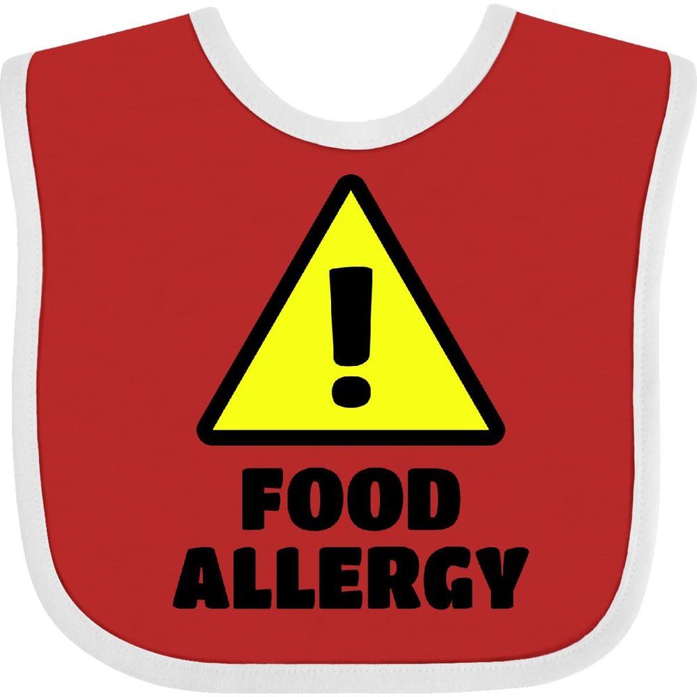 inktastic Caution Food Allergy Baby Bib Red and White 1d362