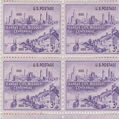 1950 Kansas City Missouri Centenary 3 Cent Stamp, Scott # 994, Set of 4