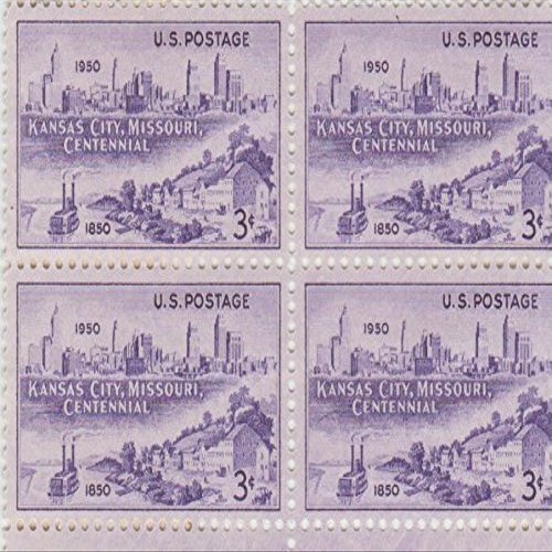 1950 Kansas City Missouri Centenary 3 Cent Stamp, Scott # 994, Set of 4