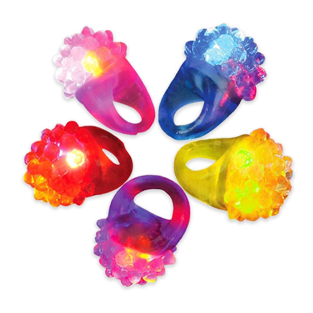 Novelty Place 12Pcs Flashing LED Jelly Rings  Fun Glow in the Dark Light Up Toy Rings for Kids, Party Favors, Birthday, Halloween, Carnival, Disco and Dance Party Supplies