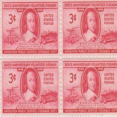 300th Anniversary Volunteer Firemen 3 Cent Stamp, Scott #971, Set of 4